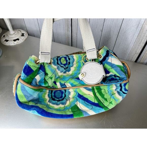 Vintage Juicy Couture Bag Satchel Handbag Y2K Terry Psychedelic Paisley Green - Picture 2 of 14